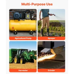 VEVOR 3 HP Electric Motor, 1750RPM Air Compressor Motor, CW/CCW Rotation, 1.125 inch Shaft Diameter, 2.75inch Shaft Length, 12N.m Torque, Single-Phase, TEFC Cooling, 230V, 184T Frame