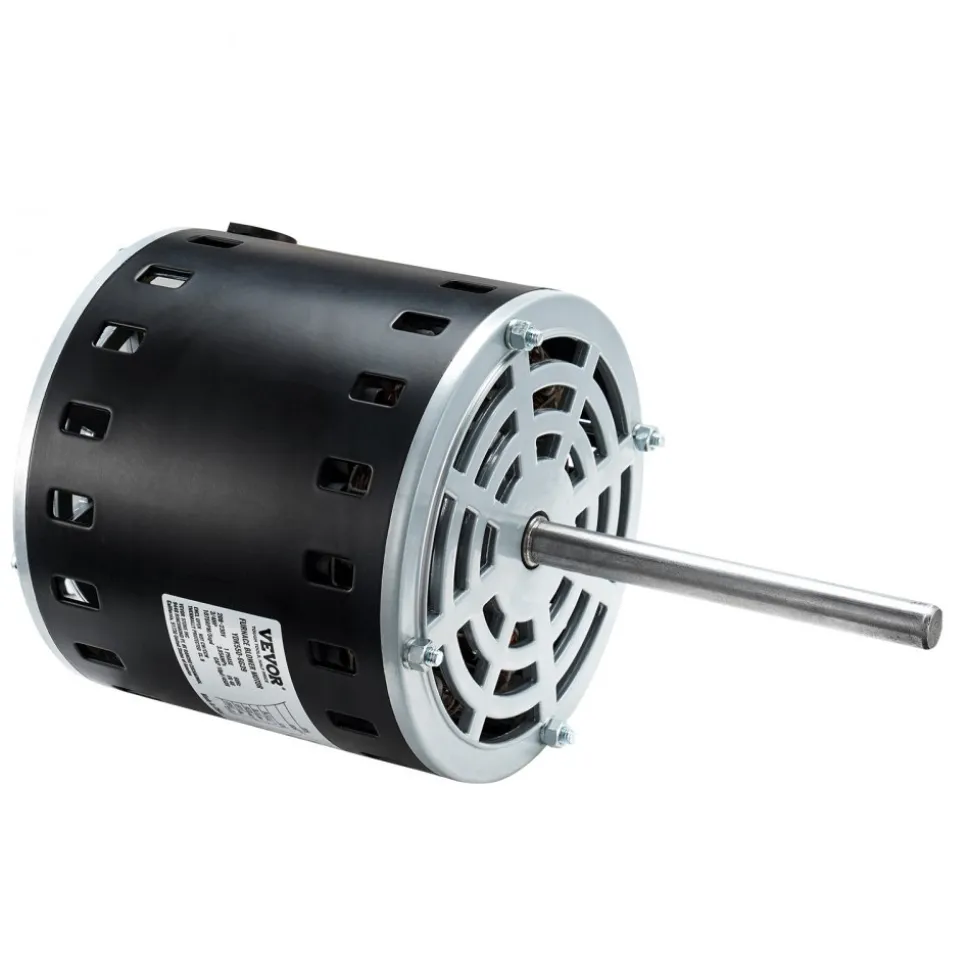 VEVOR 1/2HP Furnace Blower Motor, 208/230V 2.7Amps, 1075RPM 5 Speeds, CW/CCW Rotation, 48 Frame 3.4" Shaft Length, 7.5μF/450V Capacitor + 11" Hold Hoop
