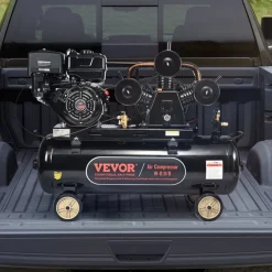 VEVOR 15HP Gas Powered Air Compressor, 30 Gallon Horizontal Air Compressor Tank, 33CFM@115PSI Gas Driven Piston Pump Air Compressed System with 115PSI Max Pressure for Construction Sites Workshop
