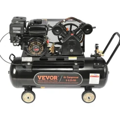 VEVOR 7HP Gas Powered Air Compressor, 21 Gallon Horizontal Air Compressor Tank, 9CFM@115PSI Gas Driven Piston Pump Air Compressed System with 115PSI Max Pressure for Construction Sites Workshop