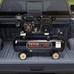 VEVOR 7HP Gas Powered Air Compressor, 21 Gallon Horizontal Air Compressor Tank, 9CFM@115PSI Gas Driven Piston Pump Air Compressed System with 115PSI Max Pressure for Construction Sites Workshop