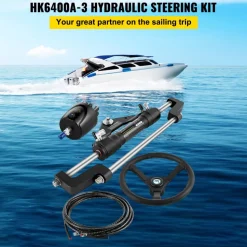 VEVOR 300HP Hydraulic Boat Steering Kit, Hydraulic Steering Helm Pump, Aluminum Alloy Steering Cylinder, 13.5