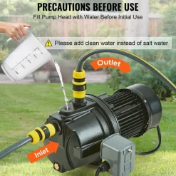 VEVOR 1HP Premium Cast Iron Shallow Well Jet Water Pump, 115 Volt, 17.6 GPM 164 FT Maximum Head Irrigation Water Pump, for Agricultural Garden Irrigation System High-Rise Water Supply Shower Booster