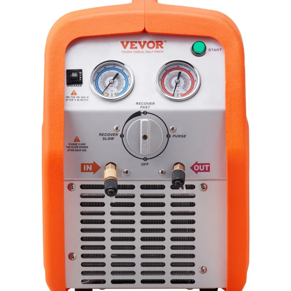 VEVOR 1 HP Refrigerant Recovery Machine - Dual Cylinder Portable AC Recovery Machine with High Pressure Protection 120V 60Hz Recovery Machine HVAC for Vapor Liquid Refrigerant, Car Air Conditioning