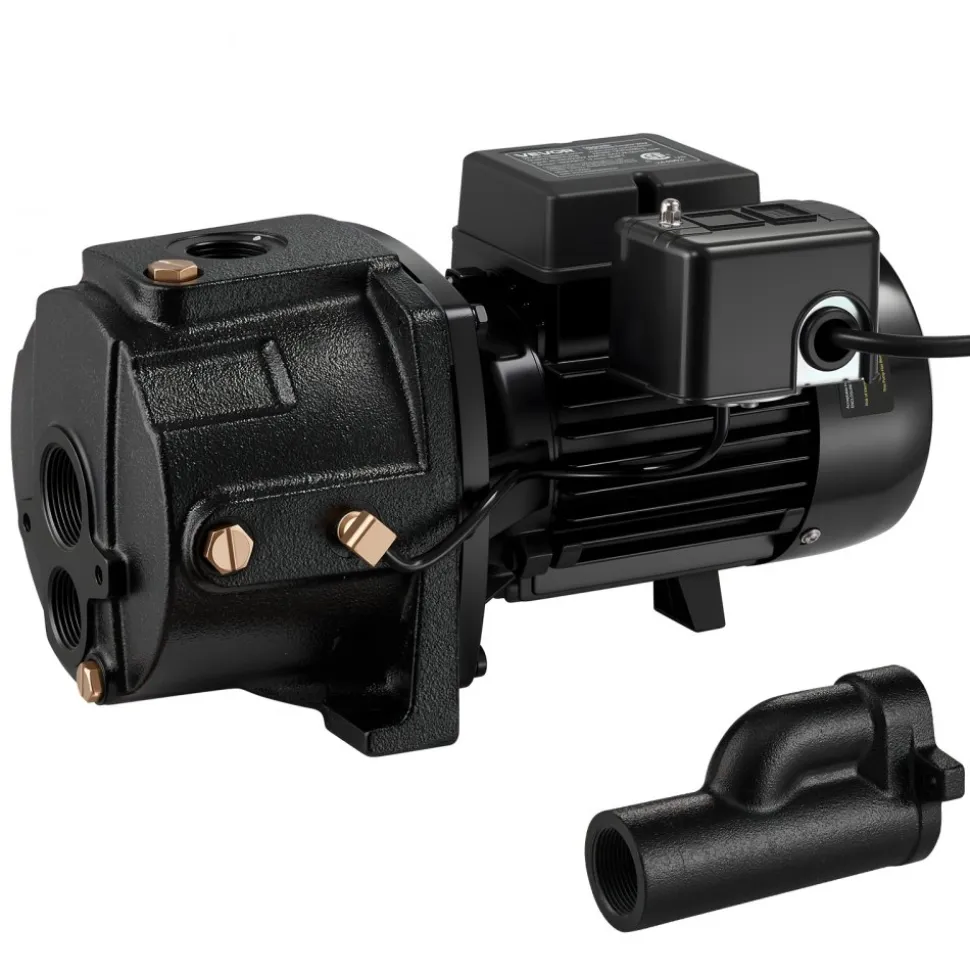 VEVOR 1 HP Shallow Well Jet Pump, AC 115/230 Volt, 1400 GPH Dual Voltage Cast Iron Well Jet Pump, with 164 ft Max Head Lift, Automatic Pressure Switch, for Garden Irrigation Lawn Sprinkler System