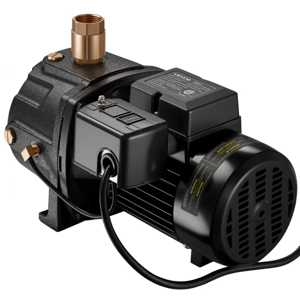 VEVOR 1 HP Shallow Well Jet Pump, AC 115/230 Volt, 1400 GPH Dual Voltage Cast Iron Well Jet Pump, with 164 ft Max Head Lift, Automatic Pressure Switch, for Garden Irrigation Lawn Sprinkler System