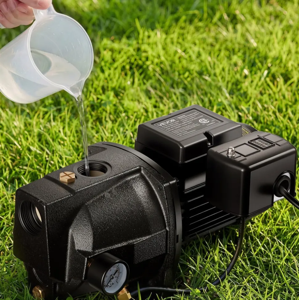 VEVOR 1/2 HP Shallow Well Jet Pump, AC 115/230 Volt, 790 GPH Dual Voltage Cast Iron Well Jet Pump, with 147 ft Max Head Lift, Automatic Pressure Switch, for Garden Irrigation Lawn Sprinkler System