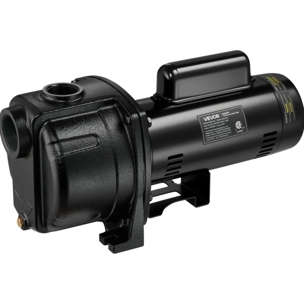 VEVOR 2 HP Shallow Well Jet Pump, 230 Volt, 5200 GPH Cast Iron Well Jet Pump, with 112 ft Max Head Lift, Check Valve, Thermal Protection, Automatic On/Off, for Garden Irrigation Lawn Sprinkler System