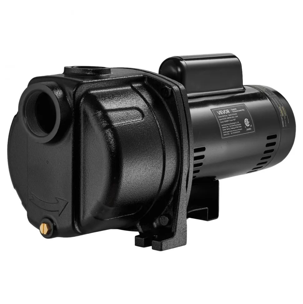 VEVOR 2 HP Shallow Well Jet Pump, 230 Volt, 5200 GPH Cast Iron Well Jet Pump, with 112 ft Max Head Lift, Check Valve, Thermal Protection, Automatic On/Off, for Garden Irrigation Lawn Sprinkler System
