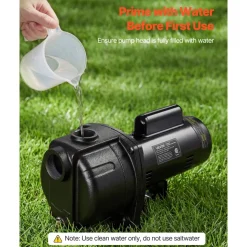 VEVOR 2 HP Shallow Well Jet Pump, 230 Volt, 5200 GPH Cast Iron Well Jet Pump, with 112 ft Max Head Lift, Check Valve, Thermal Protection, Automatic On/Off, for Garden Irrigation Lawn Sprinkler System