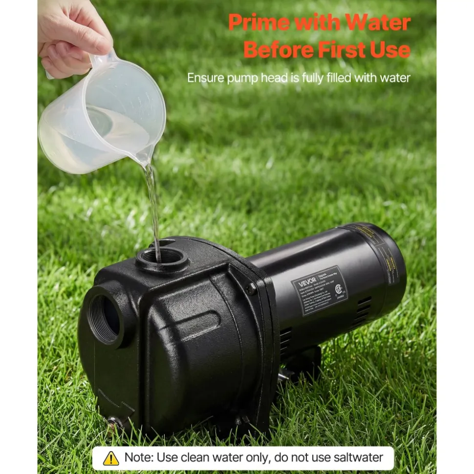 VEVOR 1.5 HP Shallow Well Jet Pump, AC 115/230 Volt, 4250 GPH Dual Voltage Cast Iron Well Jet Pump, with 108 ft Max Head Lift, Easy Voltage Switching, for Garden Irrigation, Lawn Sprinkler System