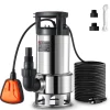 VEVOR 1HP Sump Pump, 4020GPH, 30FT Lift Stainless Steel Submersible Sludge Pump with 26FT Power Cord Automatic ON/OFF Float Switch, Drain Clean/Dirty Water for Basement Flood Pool Pond Garden Hot Tub