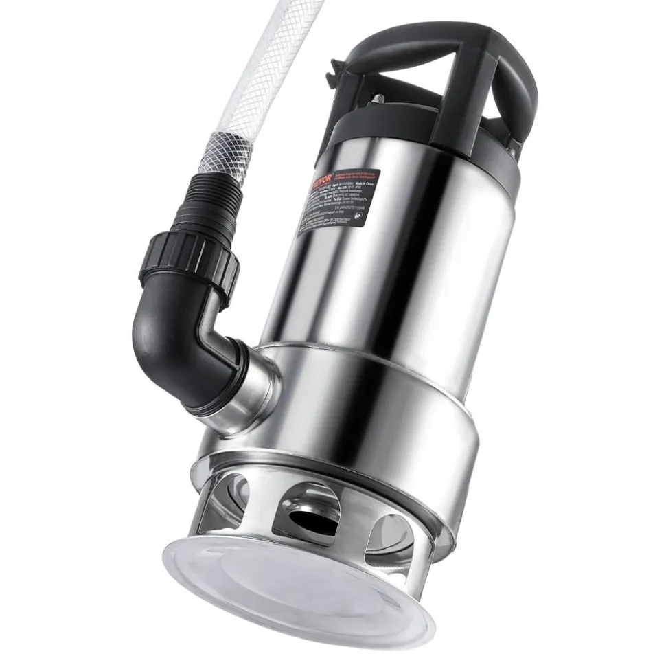 VEVOR 1HP Sump Pump, 4020GPH, 30FT Lift Stainless Steel Submersible Sludge Pump with 26FT Power Cord Automatic ON/OFF Float Switch, Drain Clean/Dirty Water for Basement Flood Pool Pond Garden Hot Tub