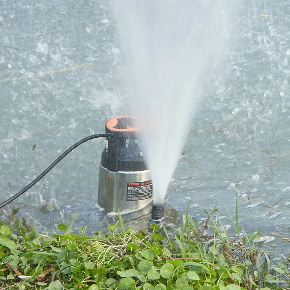 VEVOR 1HP Sump Pump, 4020GPH, 30FT Lift Stainless Steel Submersible Sludge Pump with 26FT Power Cord Automatic ON/OFF Float Switch, Drain Clean/Dirty Water for Basement Flood Pool Pond Garden Hot Tub
