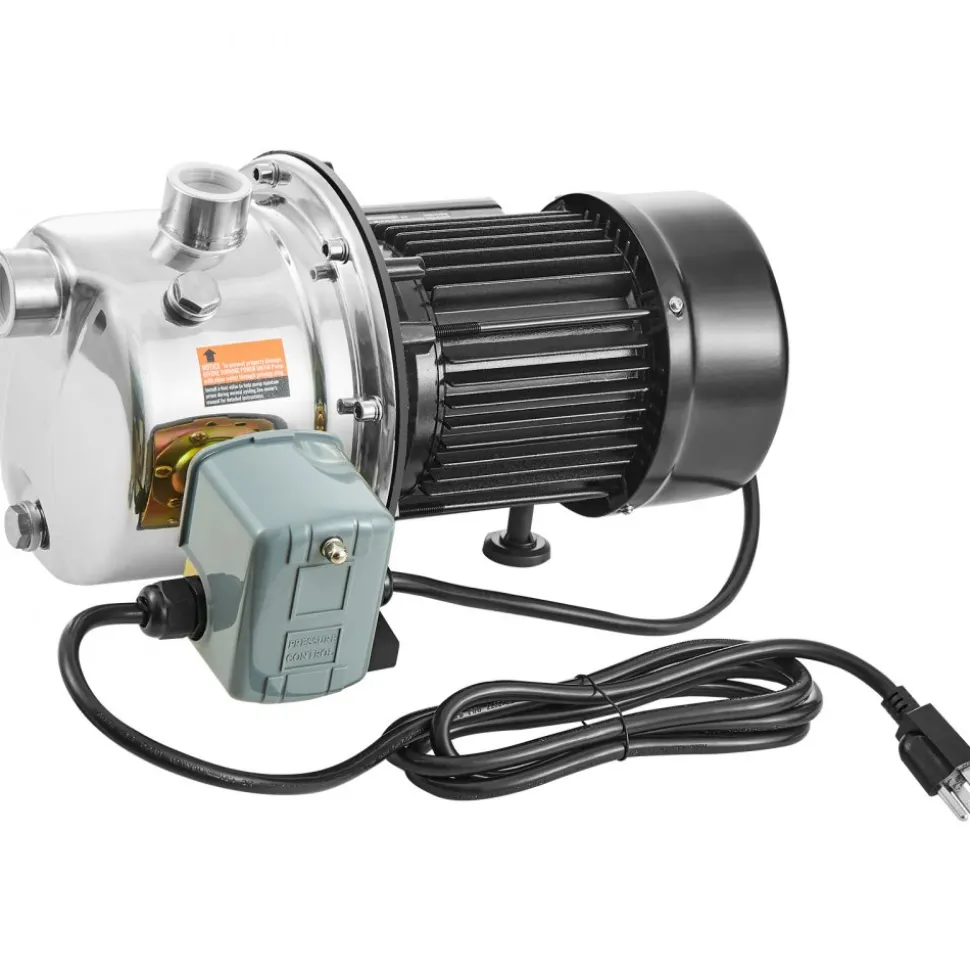 VEVOR 3/4HP SUS304 Stainless Steel Shallow Well Jet Pump, 115 Volt, 18.5 GPM 131 FT Maximum Head Irrigation Water Pump, for Agricultural Garden Irrigation System High-Rise Water Supply Shower Booster