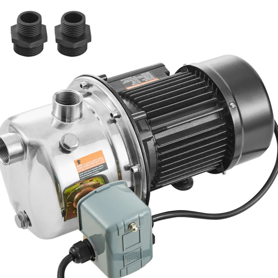 VEVOR 3/4HP SUS304 Stainless Steel Shallow Well Jet Pump, 115 Volt, 18.5 GPM 131 FT Maximum Head Irrigation Water Pump, for Agricultural Garden Irrigation System High-Rise Water Supply Shower Booster