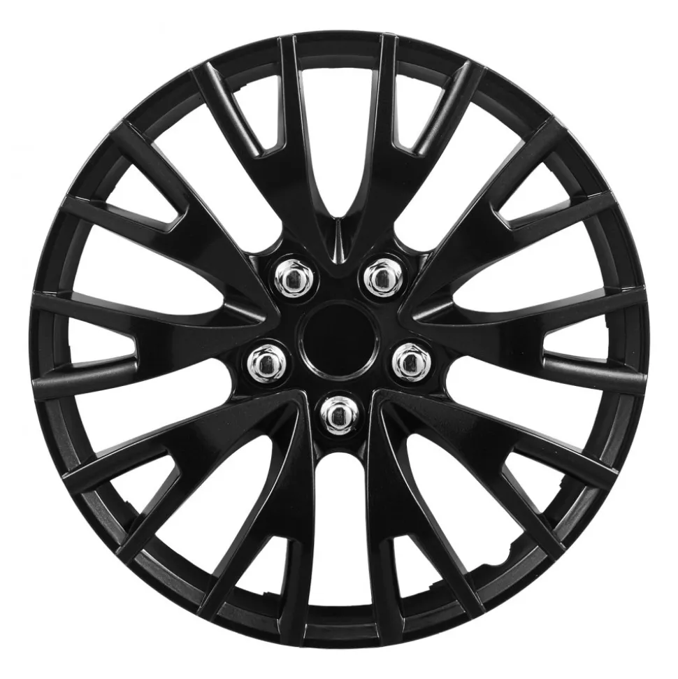 VEVOR Hubcaps Wheel Covers, 16 Inch Set of 4 Wheel Rim Cover Hubcaps OEM Replacement, R16 Size Snap On Car Hub Caps, Universal 20-Spoke ABS Tire Rim Caps for Hyundai Chevrolet Ford Honda, Gloss Black