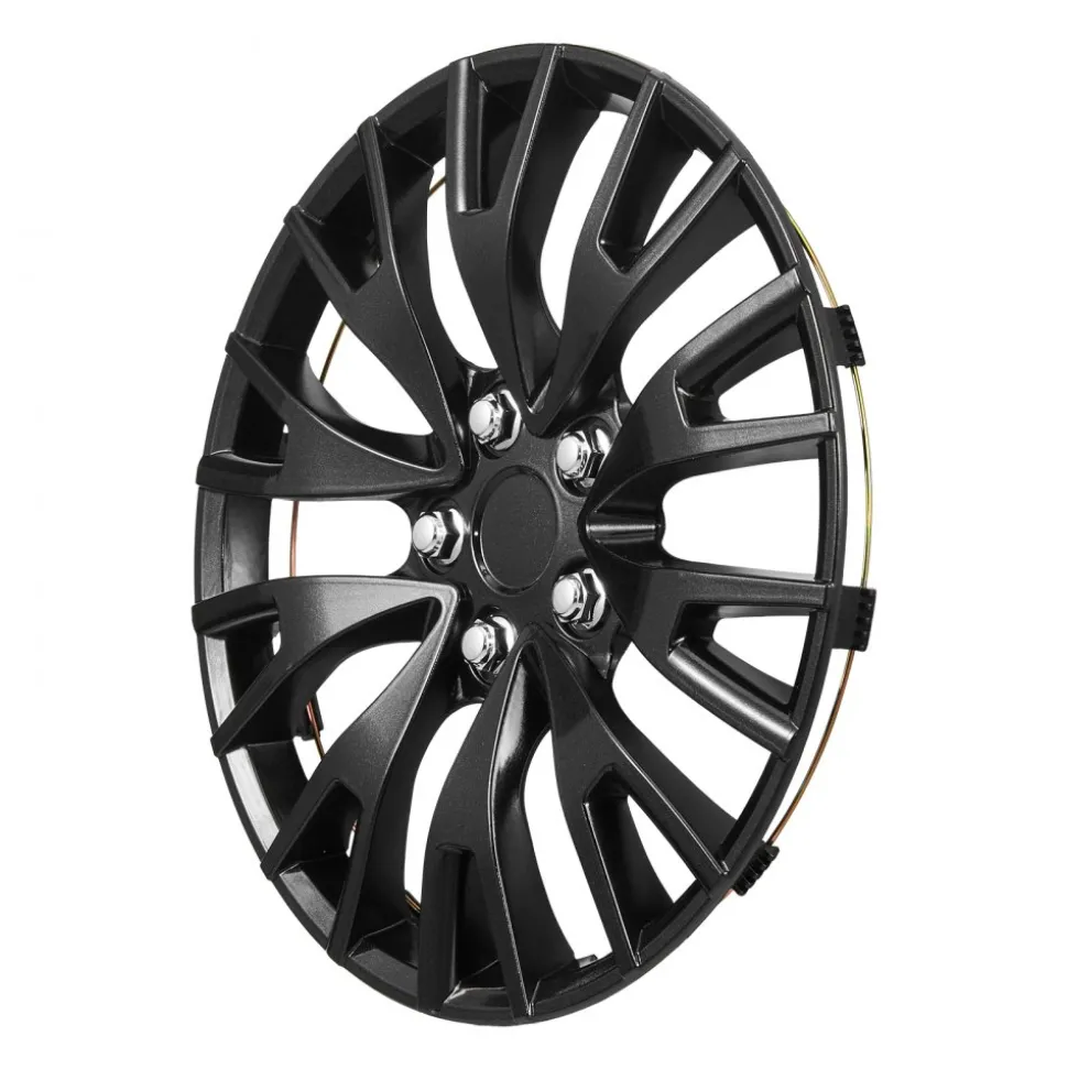 VEVOR Hubcaps Wheel Covers, 16 Inch Set of 4 Wheel Rim Cover Hubcaps OEM Replacement, R16 Size Snap On Car Hub Caps, Universal 20-Spoke ABS Tire Rim Caps for Hyundai Chevrolet Ford Honda, Gloss Black