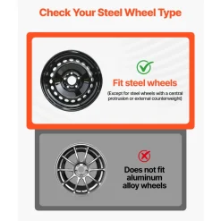 VEVOR Hubcaps Wheel Covers, 15 Inch Set of 4 Wheel Rim Cover Hubcaps OEM Replacement, R15 Size Snap On Car Hub Caps, Universal 10-Spoke ABS Tire Rim Caps for Hyundai Chevrolet Ford Honda, Silver/Black
