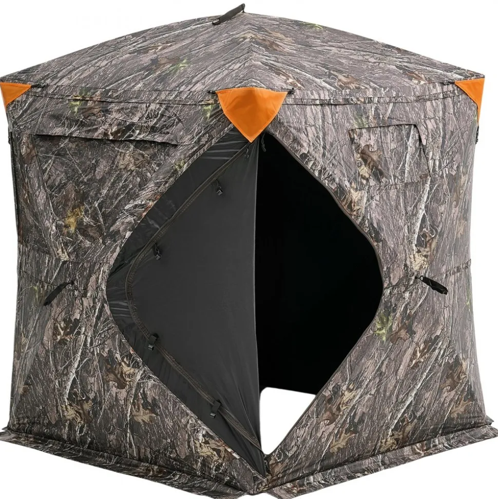 VEVOR Hunting Blind, 270° Ground Blind, 1-2 Person Pop Up Deer Blind for Hunting with Carrying Bag, Portable Resilient Hunting Tent, 3 Horizontal Windows for Turkey and Deer Hunting