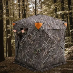 VEVOR Hunting Blind, 270° Ground Blind, 1-2 Person Pop Up Deer Blind for Hunting with Carrying Bag, Portable Resilient Hunting Tent, 3 Horizontal Windows for Turkey and Deer Hunting