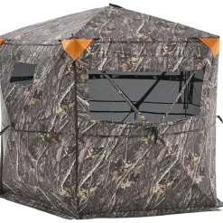 VEVOR Hunting Blind, 6-7 Person, 288 Degree 5 Side See-Through Ground Blinds with Carrying Bag, Portable Camouflage Tent, Durable Concealed Shelter with Silent Zipper Door and Window, for Turkey Deer