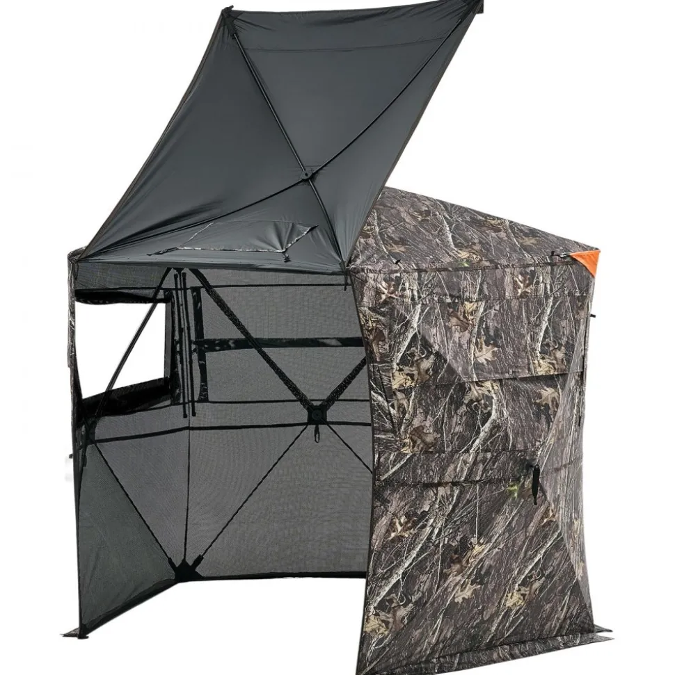 VEVOR Hunting Blind, 6-7 Person, 288 Degree 5 Side See-Through Ground Blinds with Carrying Bag, Portable Camouflage Tent, Durable Concealed Shelter with Silent Zipper Door and Window, for Turkey Deer