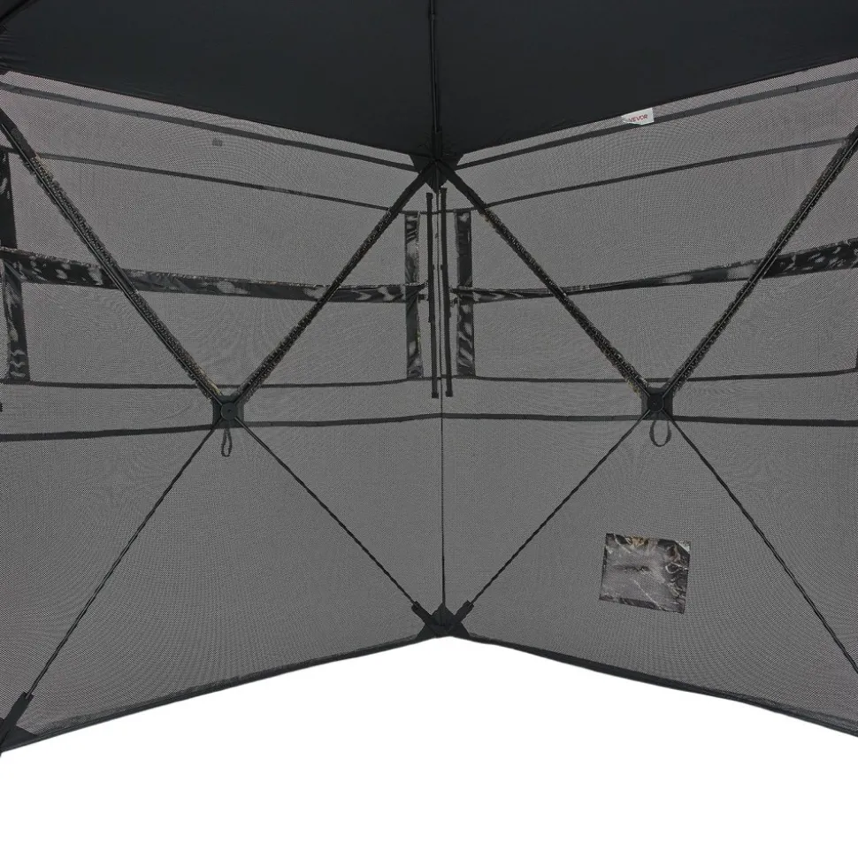 VEVOR Hunting Blind, 6-7 Person, 288 Degree 5 Side See-Through Ground Blinds with Carrying Bag, Portable Camouflage Tent, Durable Concealed Shelter with Silent Zipper Door and Window, for Turkey Deer