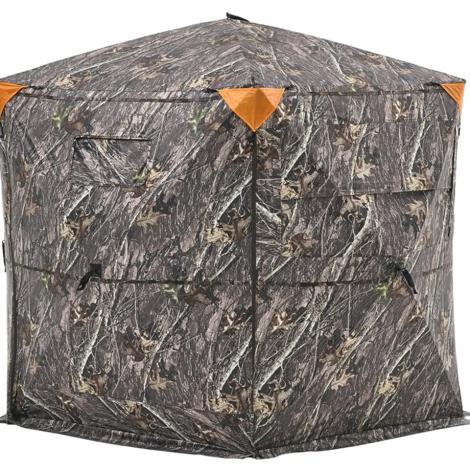 VEVOR Hunting Blind, 6-7 Person, 288 Degree 5 Side See-Through Ground Blinds with Carrying Bag, Portable Camouflage Tent, Durable Concealed Shelter with Silent Zipper Door and Window, for Turkey Deer