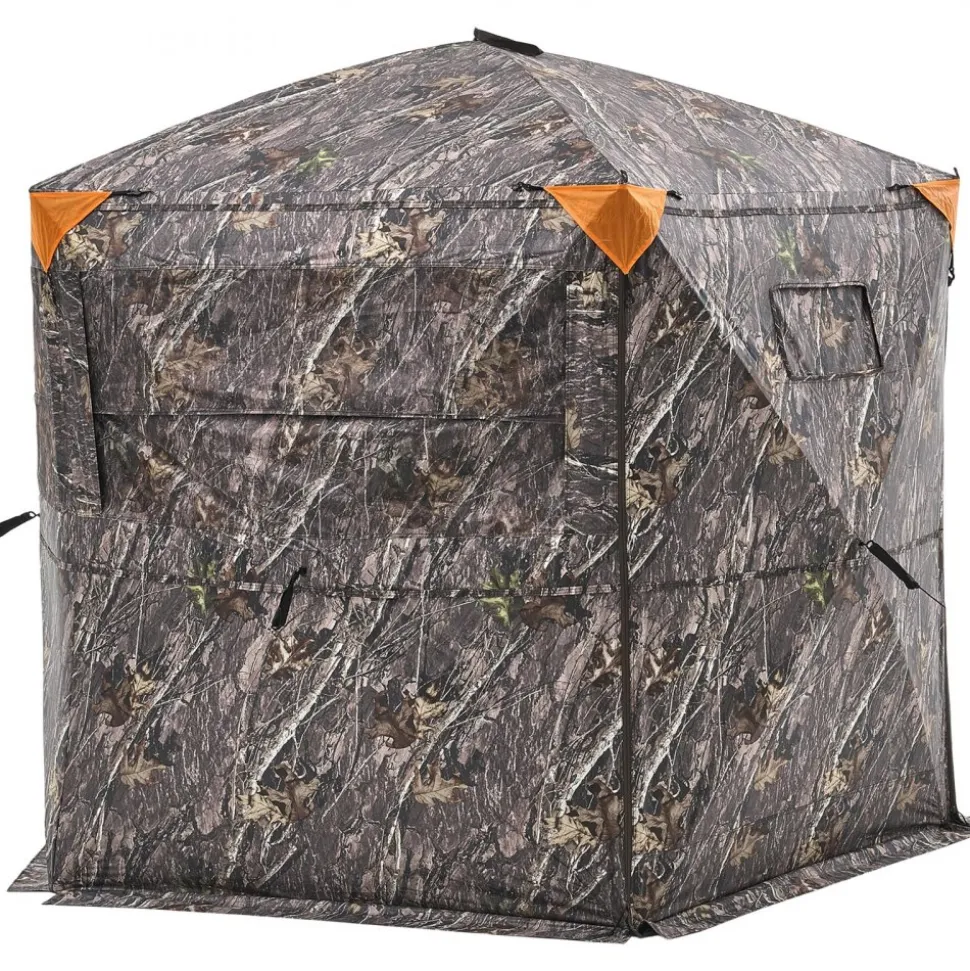 VEVOR Hunting Blind, 6-7 Person Ground Blinds with Carrying Bag, Portable Camouflage Tent, Reinforced Durable Concealed Shelter with Silent Zipper Door and Window, for Turkey and Deer
