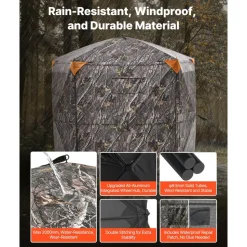 VEVOR Hunting Blind, 6-7 Person Ground Blinds with Carrying Bag, Portable Camouflage Tent, Reinforced Durable Concealed Shelter with Silent Zipper Door and Window, for Turkey and Deer