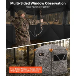 VEVOR Hunting Blind, 6-7 Person Ground Blinds with Carrying Bag, Portable Camouflage Tent, Reinforced Durable Concealed Shelter with Silent Zipper Door and Window, for Turkey and Deer