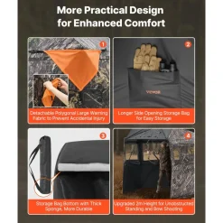 VEVOR Hunting Blind, 6-7 Person Ground Blinds with Carrying Bag, Portable Camouflage Tent, Reinforced Durable Concealed Shelter with Silent Zipper Door and Window, for Turkey and Deer
