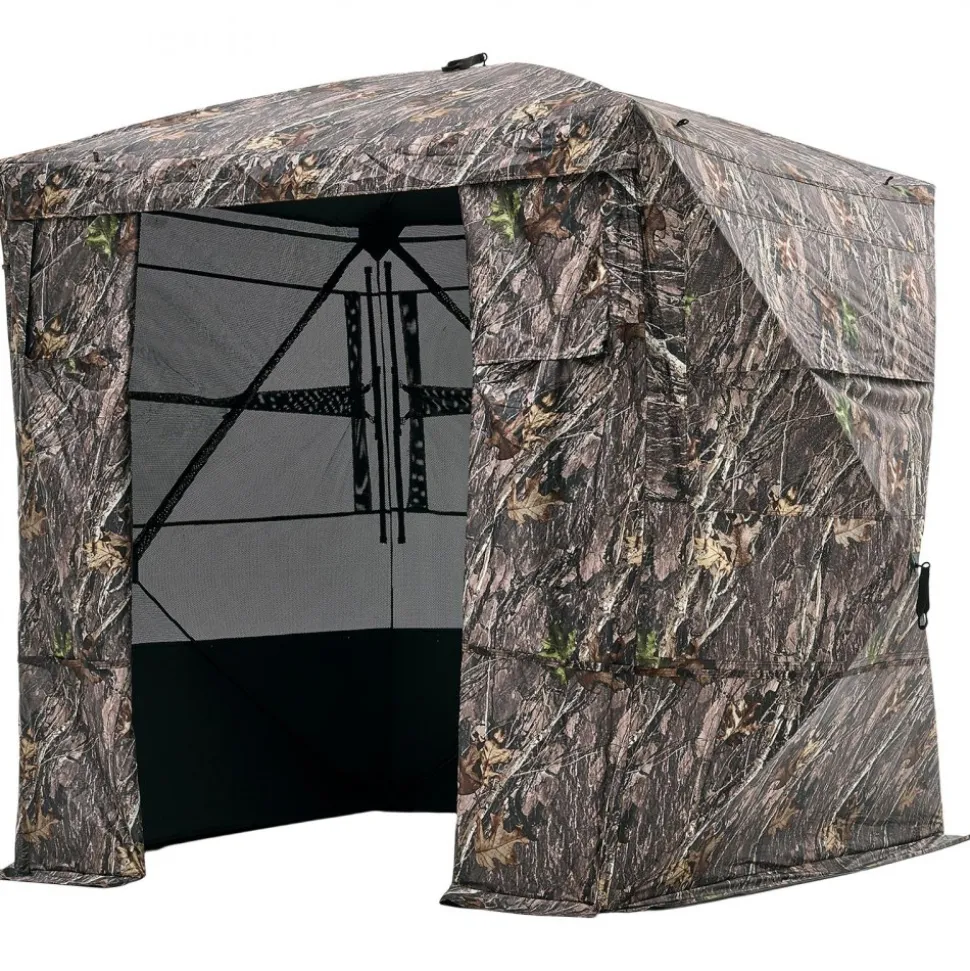 VEVOR Hunting Blind, 4-5 Person See Through Ground Blinds with Carrying Bag, 270 Degree Portable Camouflage Tent, Durable Concealed Shelter with Silent Magnetic Door and Window, for Turkey and Deer