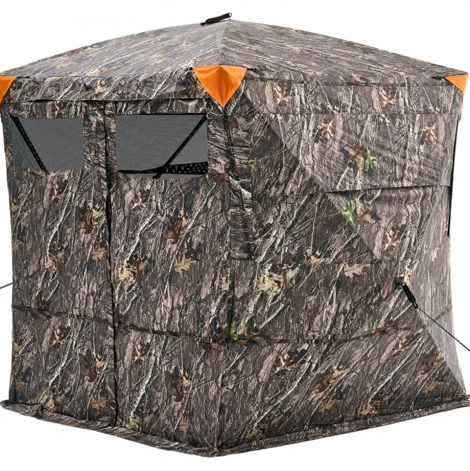 VEVOR Hunting Blind, 4-5 Person See Through Ground Blinds with Carrying Bag, 270 Degree Portable Camouflage Tent, Durable Concealed Shelter with Silent Magnetic Door and Window, for Turkey and Deer