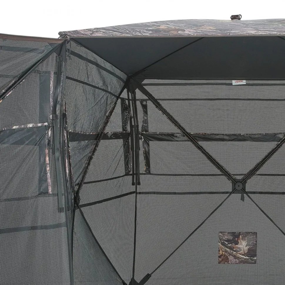 VEVOR Hunting Blind, 4-5 Person See Through Ground Blinds with Carrying Bag, 360 Degree Portable Camouflage Tent, Durable Concealed Shelter with Silent Zipper Door and Window, for Turkey and Deer