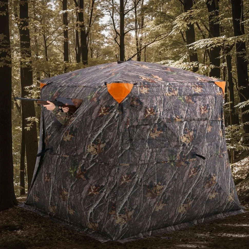 VEVOR Hunting Blind, 270° See Through Ground Blind, 4-5 Person Pop Up Deer Blind for Hunting with Carrying Bag, Portable Resilient Hunting Tent, One-Way See-Through Mesh for Turkey and Deer Hunting
