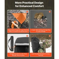 VEVOR Hunting Blind, 270° See Through Ground Blind, 4-5 Person Pop Up Deer Blind for Hunting with Carrying Bag, Portable Resilient Hunting Tent, One-Way See-Through Mesh for Turkey and Deer Hunting