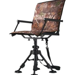 VEVOR Hunting Chair, 360° Silent Swivel, Foldable Lightweight Portable Blind Chair, Heavy-Duty Steel Frame Ground Stool Seat, with Adjustable Shoulder Strap, 300 Lbs Capacity for Fishing, Camping