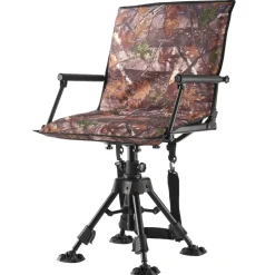 VEVOR Hunting Chair, 360° Silent Swivel, Foldable Lightweight Portable Blind Chair, Heavy-Duty Steel Frame Ground Stool Seat, with Adjustable Shoulder Strap, 300 Lbs Capacity for Fishing, Camping