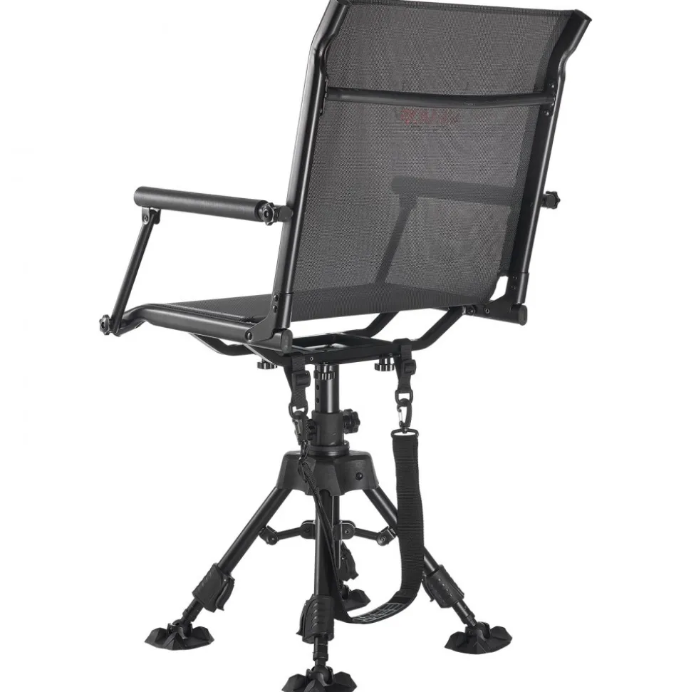 VEVOR Hunting Chair, 360° Silent Swivel, Foldable Lightweight Portable Blind Chair, Heavy-Duty Steel Frame Ground Stool Seat, with Armrest, Adjustable Carry Strap, 300 Lbs Capacity for Fishing Camping