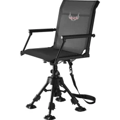 VEVOR Hunting Chair, 360° Silent Swivel, Foldable Lightweight Portable Blind Chair, Heavy-Duty Steel Frame Ground Stool Seat, with Armrest, Adjustable Carry Strap, 300 Lbs Capacity for Fishing Camping