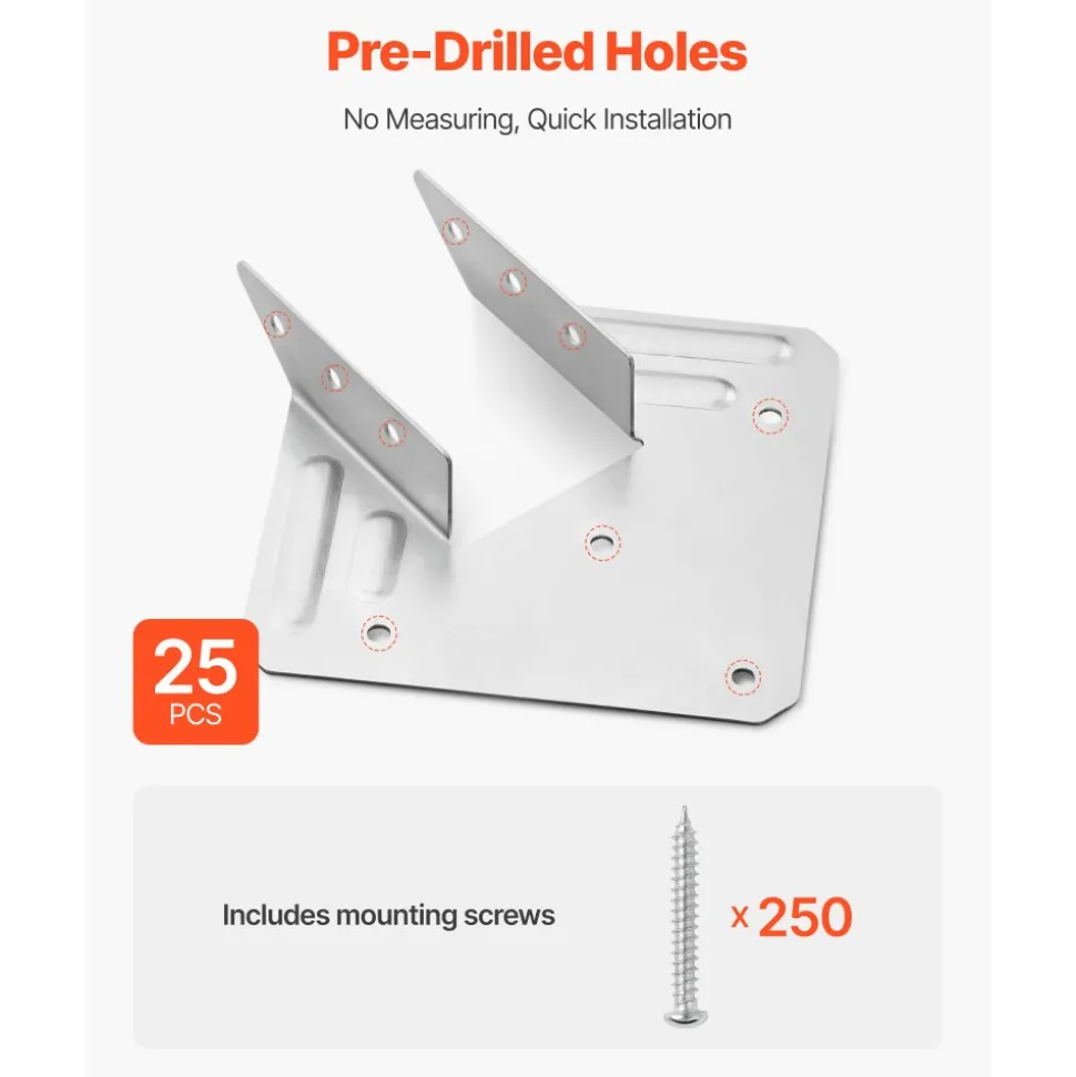 VEVOR Hurricane Ties for Rafter, Inner Size 5.31x1.57x2.48 in / 135x40x63 mm, Heavy Duty Hurricane Straps, Heavy Duty Rafter Ties Brackets Joist Hangers for Roof Beam Wooden Construction, 25 Pcs