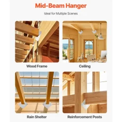 VEVOR Hurricane Ties for Rafter, Inner Size 5.31x1.57x2.48 in / 135x40x63 mm, Heavy Duty Hurricane Straps, Heavy Duty Rafter Ties Brackets Joist Hangers for Roof Beam Wooden Construction, 25 Pcs