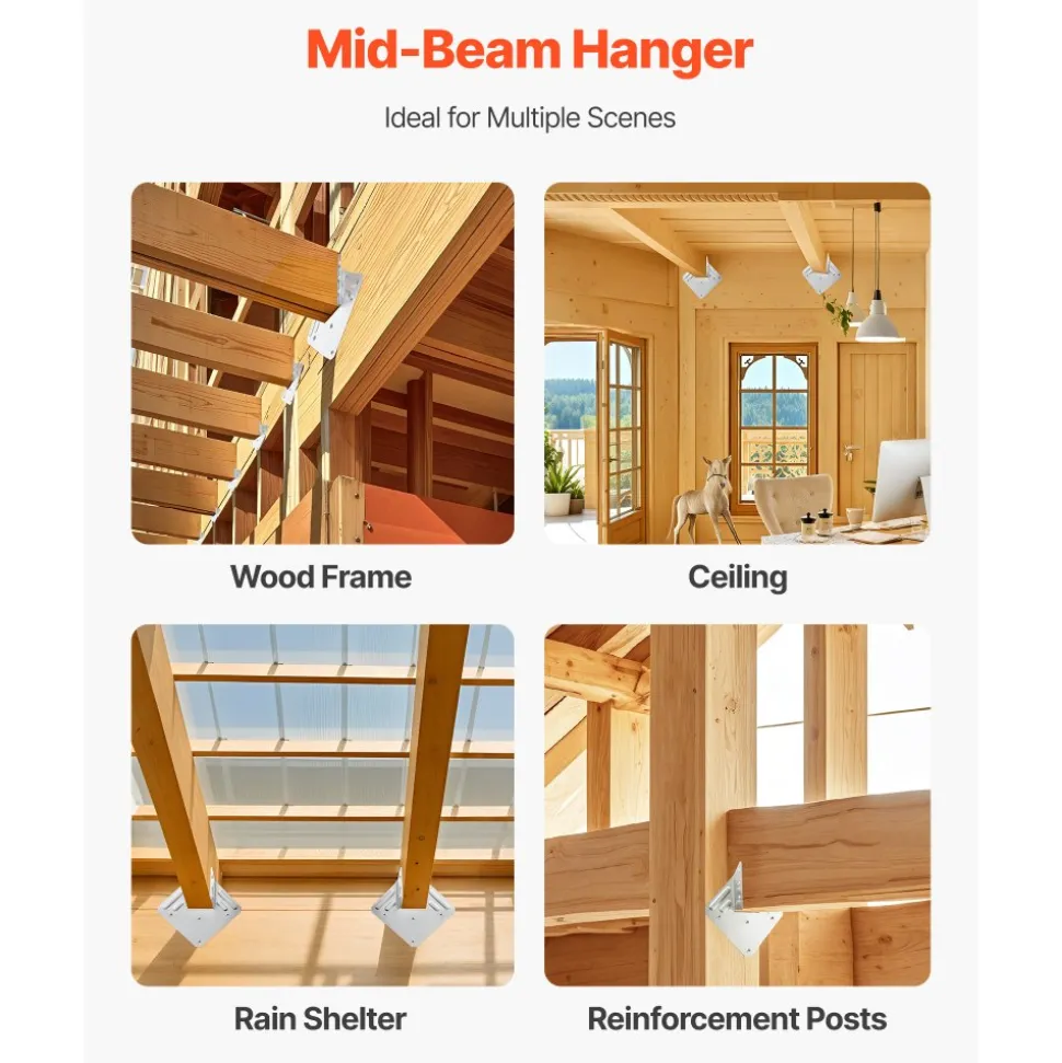 VEVOR Hurricane Ties for Rafter, Inner Size 5.31x1.57x2.48 in / 135x40x63 mm, Heavy Duty Hurricane Straps, Heavy Duty Rafter Ties Brackets Joist Hangers for Roof Beam Wooden Construction, 25 Pcs
