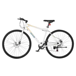 VEVOR Hybrid Bike, Lightweight Aluminum Frame Bike, 700c Wheel Men Women Hybrid Bicycle, Step-Over Adult Urban City Commuter Bikes, with 7 Speed, Alloy Adjustable Stem, Disc Brakes, Adjustable Seat