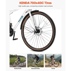 VEVOR Hybrid Bike, Lightweight Aluminum Frame Bike, 700c Wheel Men Women Hybrid Bicycle, Step-Over Adult Urban City Commuter Bikes, with 24-Speed Shimano Drivetrain, Alloy Adjustable Stem, Dual Brakes