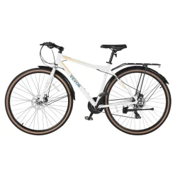 VEVOR Hybrid Bike, Lightweight Aluminum Frame Bike, 700c Wheel Men Women Hybrid Bicycle, Step-Over Adult Urban City Commuter Bikes, with 24-Speed Shimano Drivetrain, Alloy Adjustable Stem, Dual Brakes