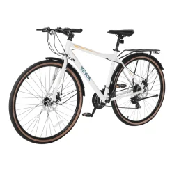 VEVOR Hybrid Bike, Lightweight Aluminum Frame Bike, 700c Wheel Men Women Hybrid Bicycle, Step-Over Adult Urban City Commuter Bikes, with 24-Speed Shimano Drivetrain, Alloy Adjustable Stem, Dual Brakes