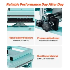 VEVOR Hybrid Heat Press, 15 x 15 inch, 5-in-1 Multifunction, Heat Up Fast and Even, All-New Patented Design, Easy to Control, Sublimation Press Machine for T-shirts/Tumblers/Caps/Plates, Light Green